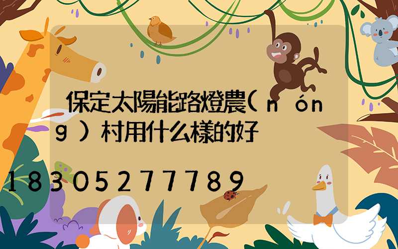 保定太陽能路燈農(nóng)村用什么樣的好