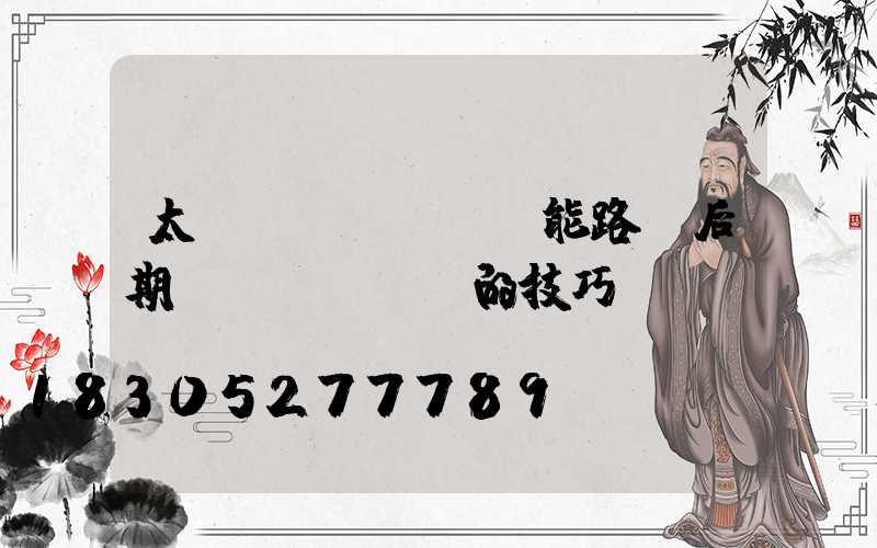 太陽(yáng)能路燈后期維護(hù)的技巧