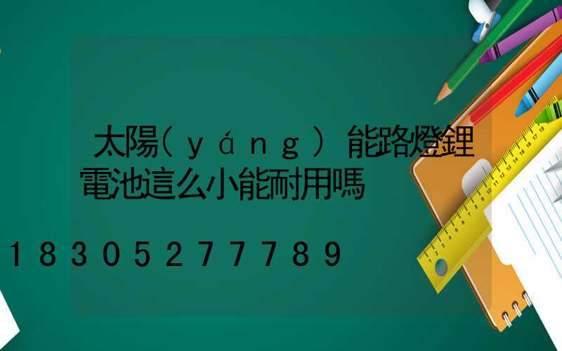 太陽(yáng)能路燈鋰電池這么小能耐用嗎
