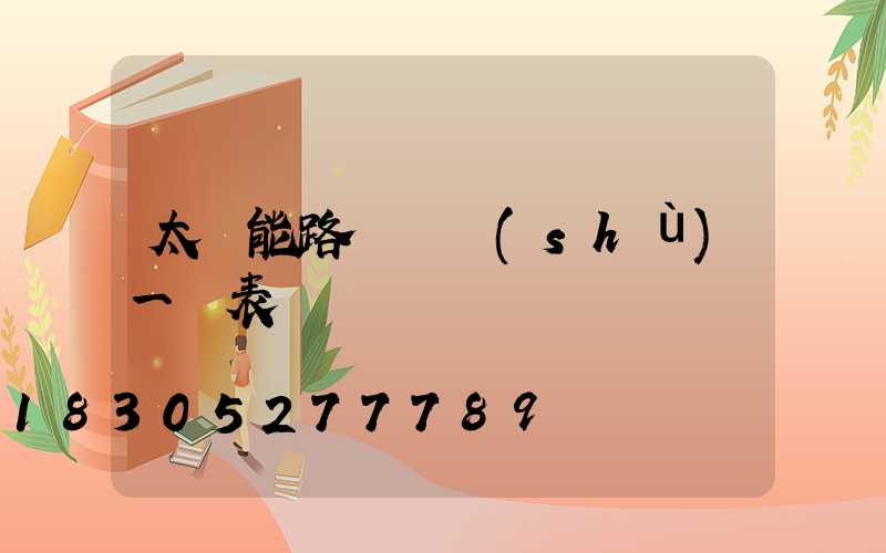 太陽能路燈參數(shù)一覽表