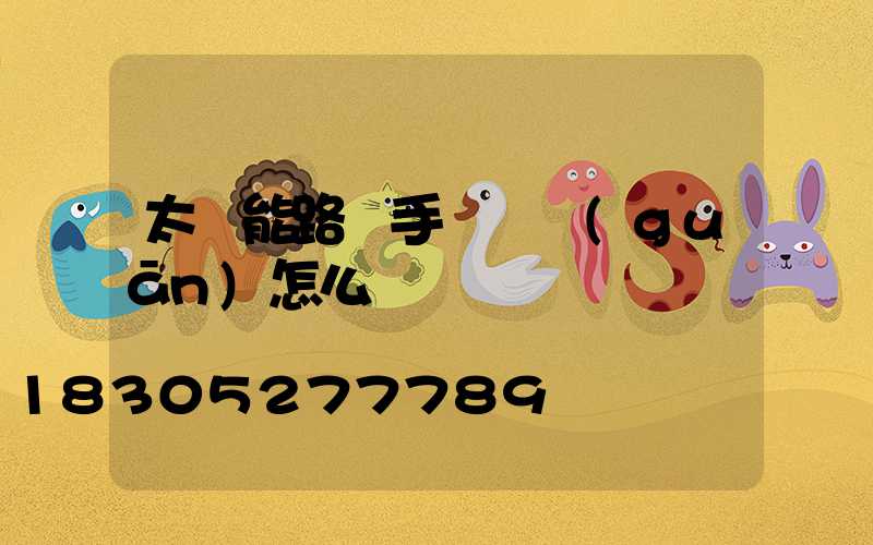 太陽能路燈手動開關(guān)怎么開