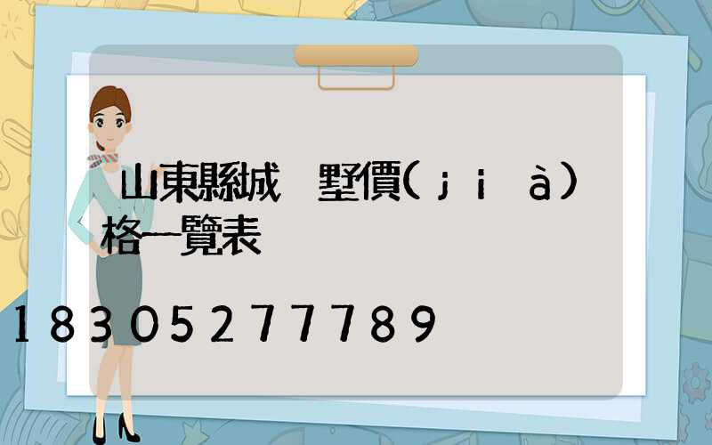 山東縣城別墅價(jià)格一覽表