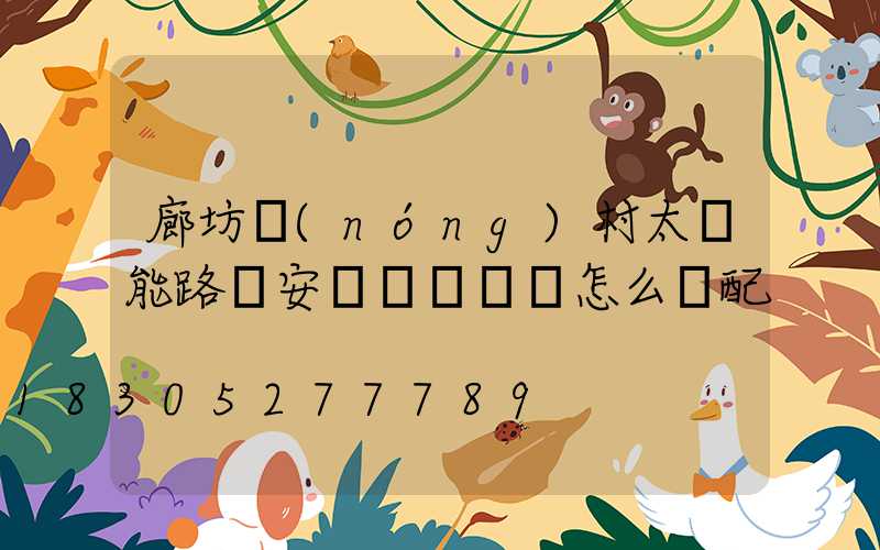 廊坊農(nóng)村太陽能路燈安裝燈桿燈頭怎么選配
