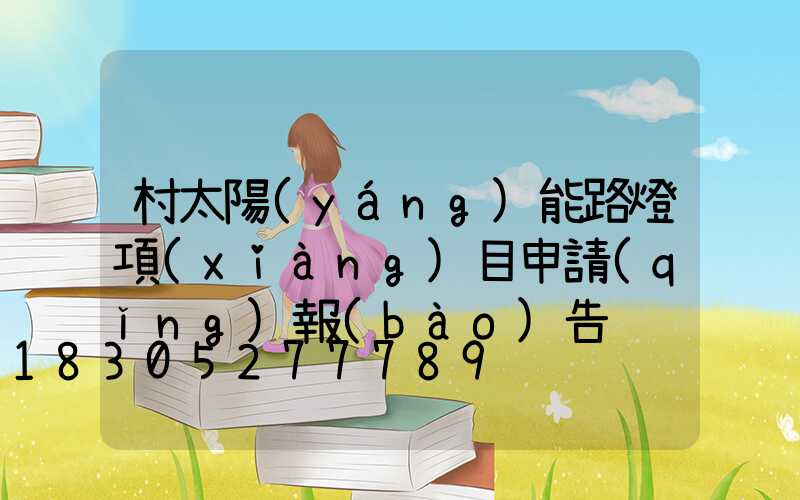 村太陽(yáng)能路燈項(xiàng)目申請(qǐng)報(bào)告