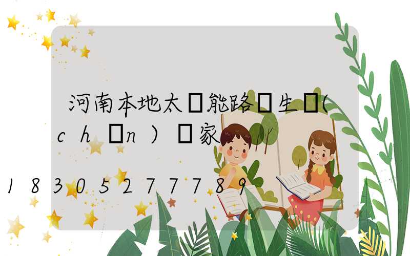河南本地太陽能路燈生產(chǎn)廠家