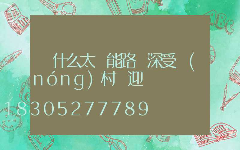 為什么太陽能路燈深受農(nóng)村歡迎