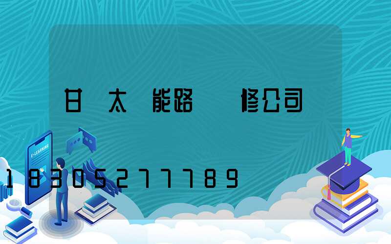 甘肅太陽能路燈維修公司