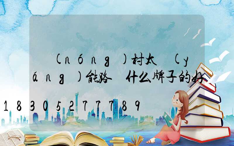 農(nóng)村太陽(yáng)能路燈什么牌子的好