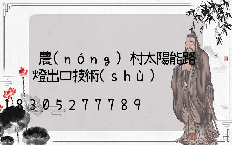 農(nóng)村太陽能路燈出口技術(shù)