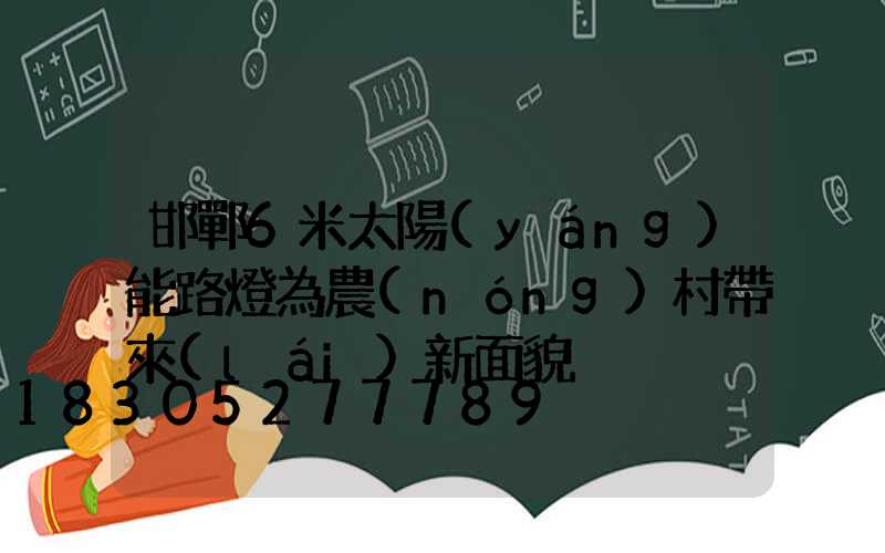 邯鄲6米太陽(yáng)能路燈為農(nóng)村帶來(lái)新面貌